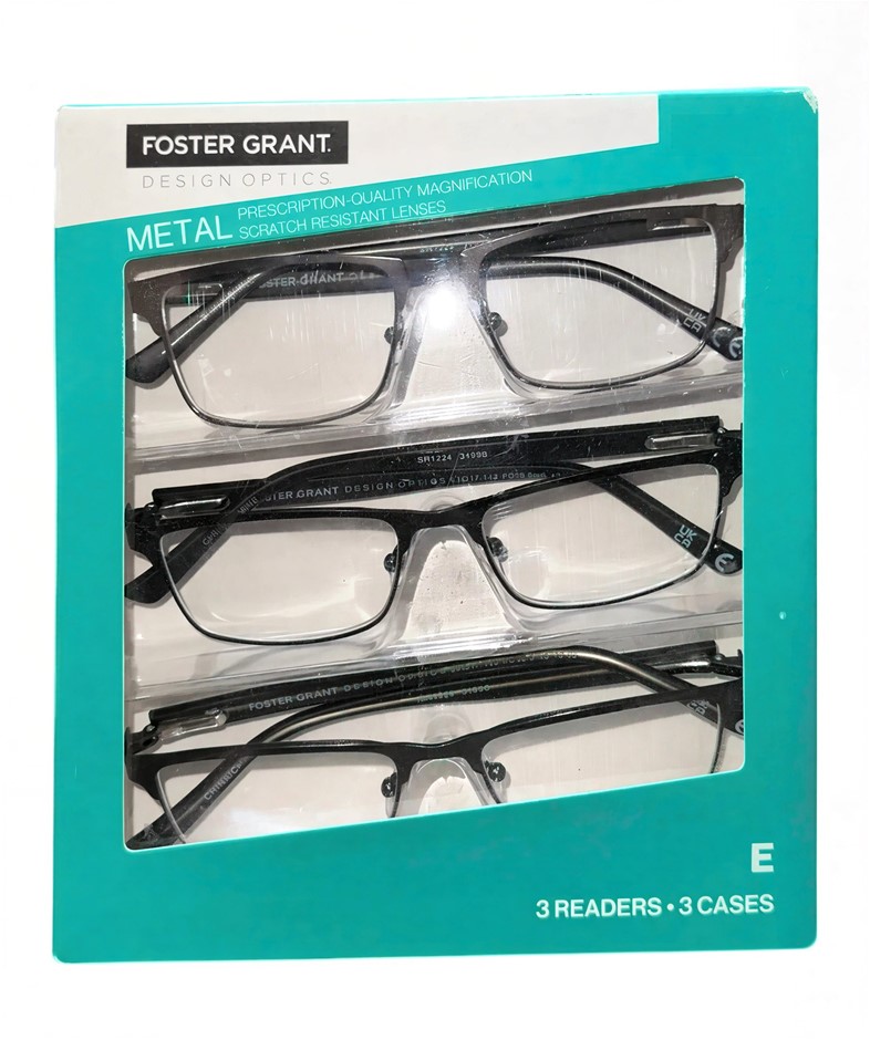 FOSTER GRANT Design Optics 3 Pack Prescription Quality Magnification Metal