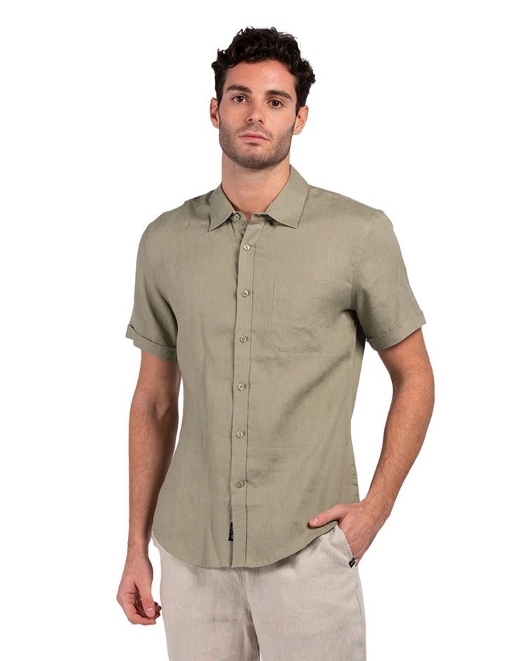 COAST CLOTHING CO Men's S/S Shirt, Size XL, 100% Linen, Green.  Buyers Note