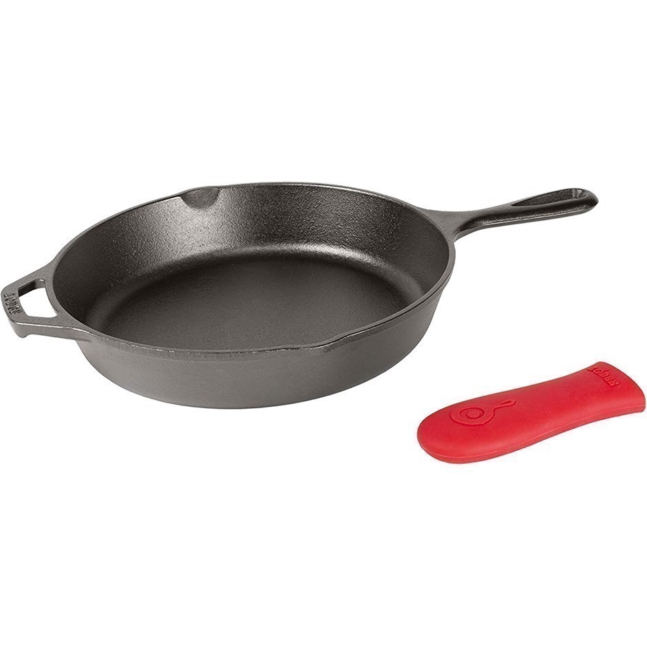 LODGE Cast Iron Skillet w/ Hot Handle Holder, 10.25", L8SK3ASHH41B. Buyers