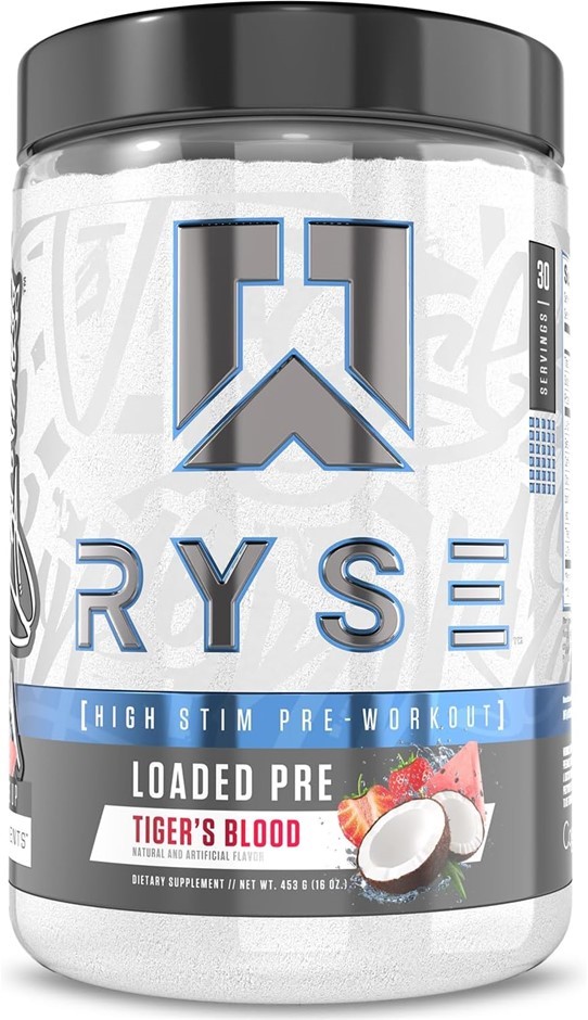 RYSE Loaded Pre-Workout Powder, Tiger's Blood, 30 Servings (453g). EXP: 05/