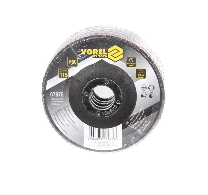 10 x VOREL Flap Discs 115mm, Grit P60.