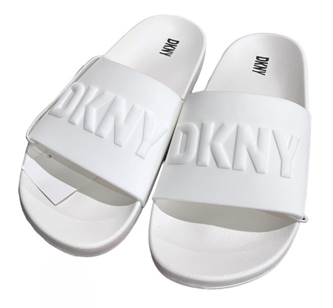 DKNY Zody Slides, Size US 6 / UK 3.5, White, K1389420. NB: some minor dirt