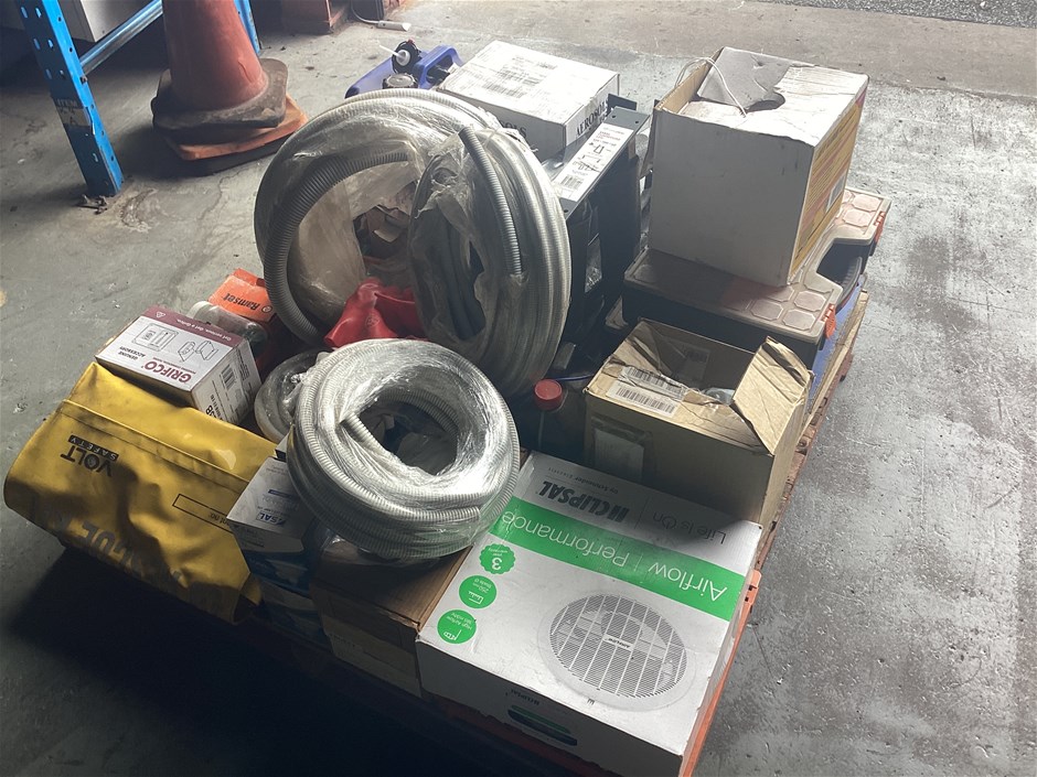 <p>Pallet of assorted industrial items</p>