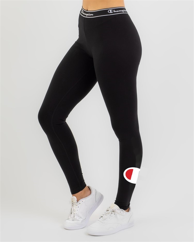 CHAMPION Womens CC Logo Athleticwear Leggings, Black, Size S