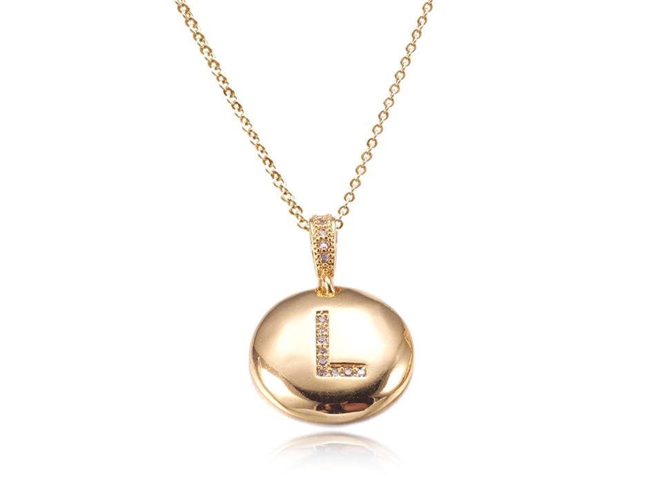 Letter 'L' Gold Plated with CZ Pendant Necklace