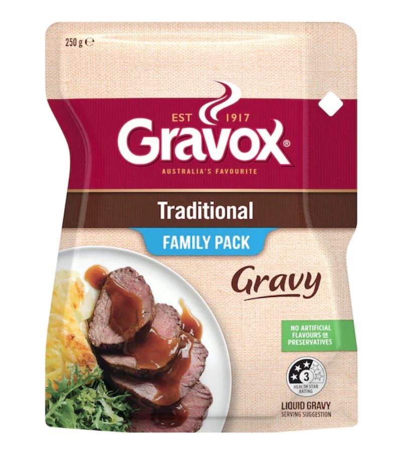 12 x GRAVOX Traditional Family Pack Liquid Gravy Pouch, 250g. Best Before: