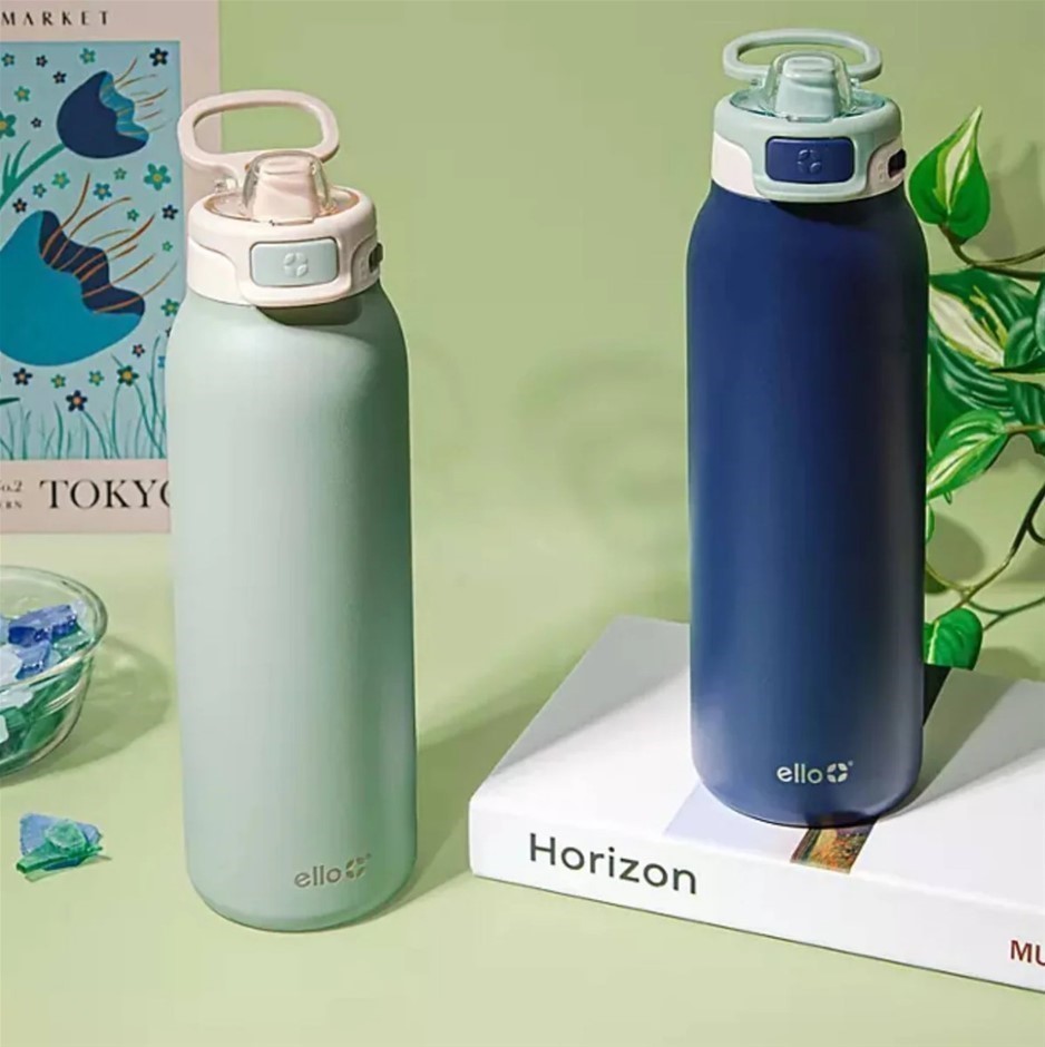 2 x ELLO Pop & Fill Stainless Steel Water Bottles w/ QuickFill Technology,