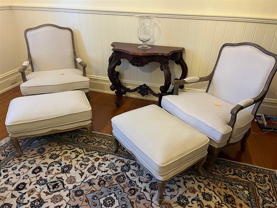 Armchairs & Footstools - Qty 2