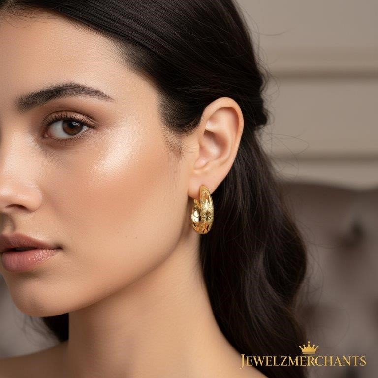 22K/Italy Solid Gold Filled Earring -(stamped 22K/Italy)-Warranty Quality