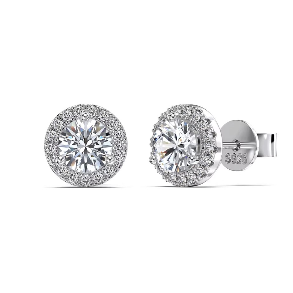 0.5ct Round Cut GRA Certified Moissanite 14KGP 925 Silver Earrings