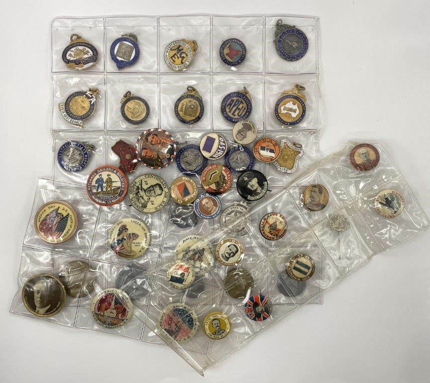 Approx 49 x Asstd USA & AU Historical & Commemorative Badges & Tokens