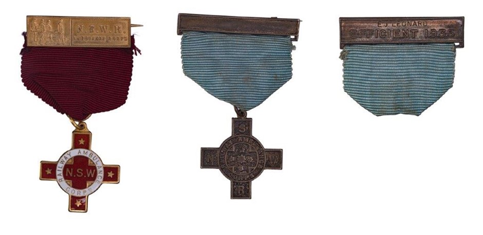 3 x AU Ambulance Medals Incl. 9Ct Gold & Stg Silver, C.1934-40