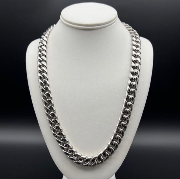 Silver-Filled Cuban Chain Necklace, 14MM Wide - 60.9cm