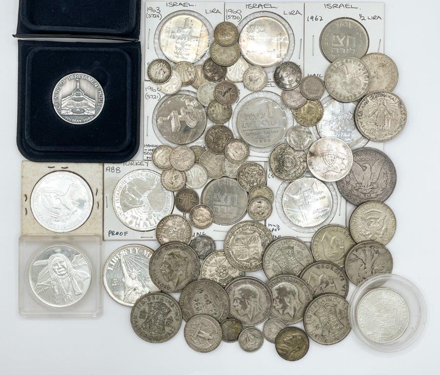 Approx. 70 x Asstd World Coins incl. Turkey, US, etc. c.1911-1988