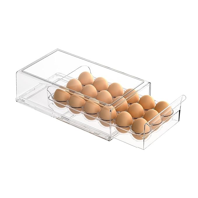 Egg Container for Refrigerator BPA Free Refrigerator Organizer Bins,Stackab