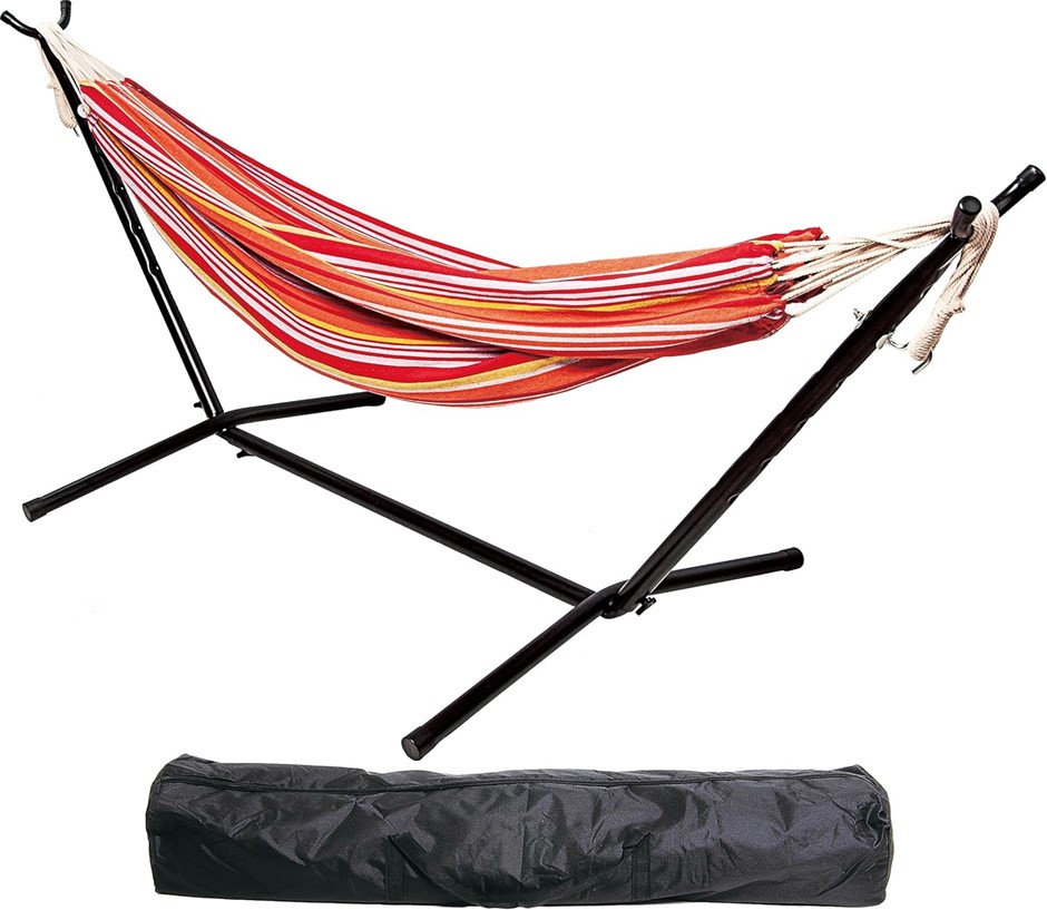ELEVON Double Hammock With Space Saving Steel Stand And Portable Carrying C