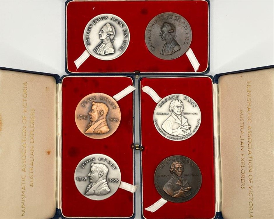 6 x Asstd AU Commemorative Explorers Medals, Cook, Bass and Oxley