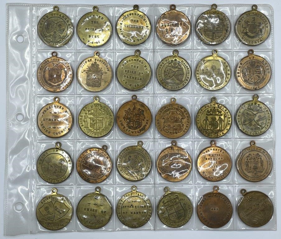 Apprx.30 x Asstd Coronation of Q.Elizabeth II Region. Shire Medallions