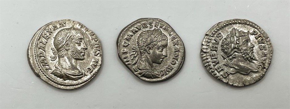 3 x Ancient Roman Silver coins - Severus Alexander & Septimius Severus