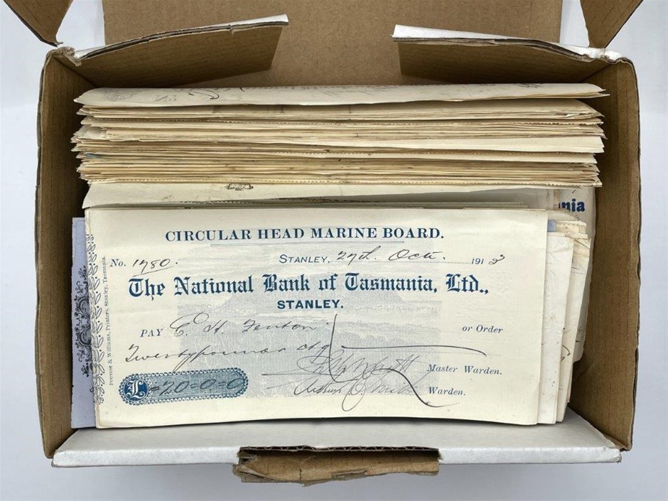 Approx. 490 x Asstd Tasmanian Bills of Exchange & Cheques, c.1882-1918