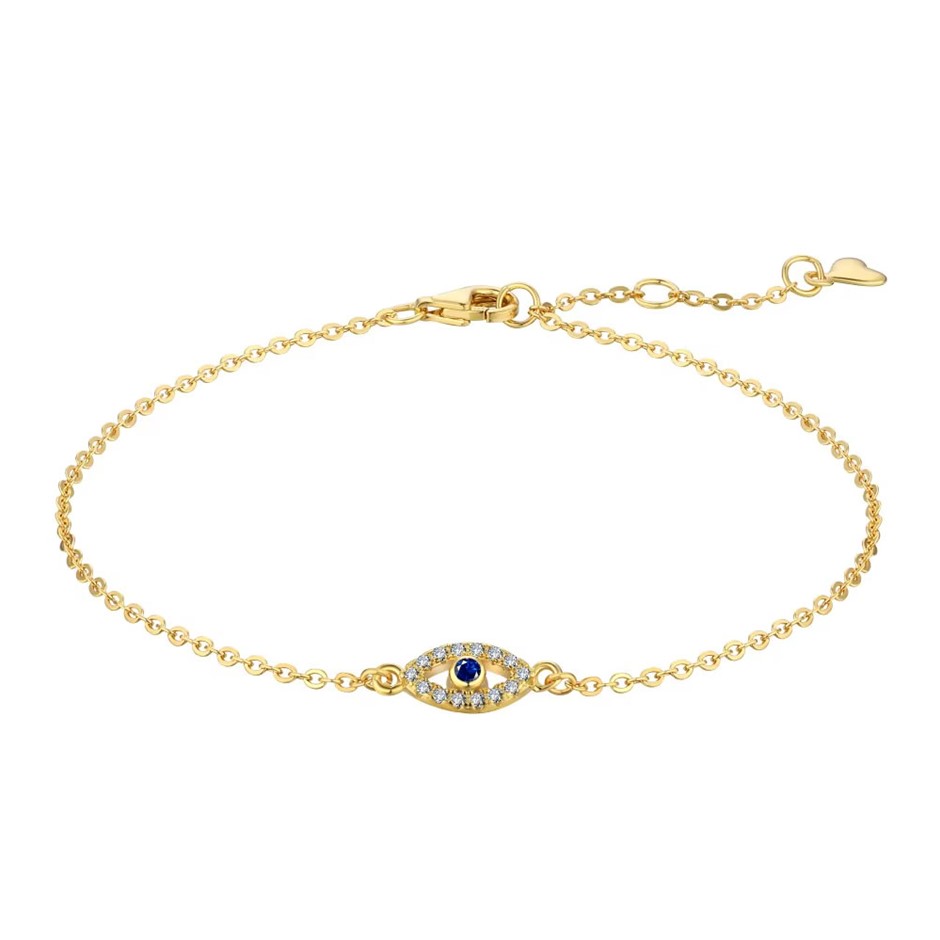 Evil Eye Simulated Diamonds 18K Gold Filled 925 Silver Tennis Bracelet