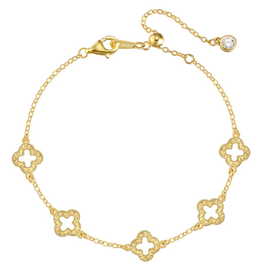 Elegant with Simulated Diamond 18K Gold Filled 925 Silver Bracelet