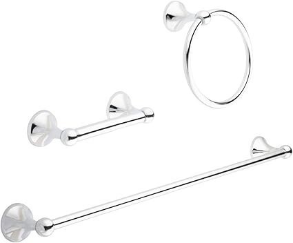 Amazon Basics AB-BR844-PC Bathroom Hardware Set, 3 Piece, Polished Chrome
