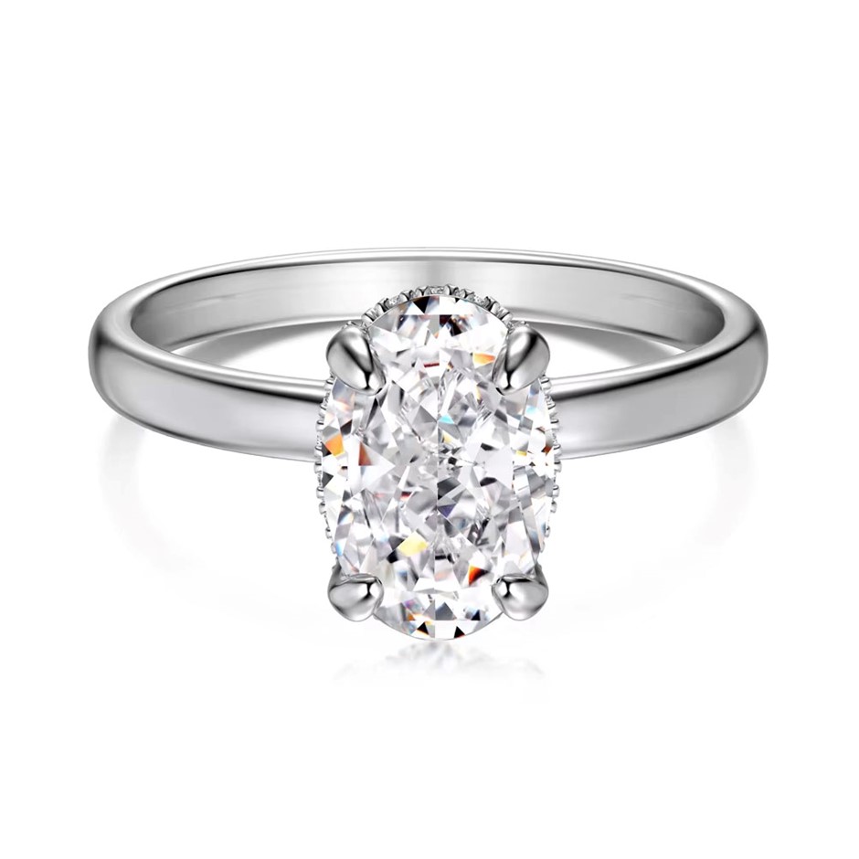 1.5ct Oval Cut Simulated Diamond 925 Sterling Silver Ring - Size 7