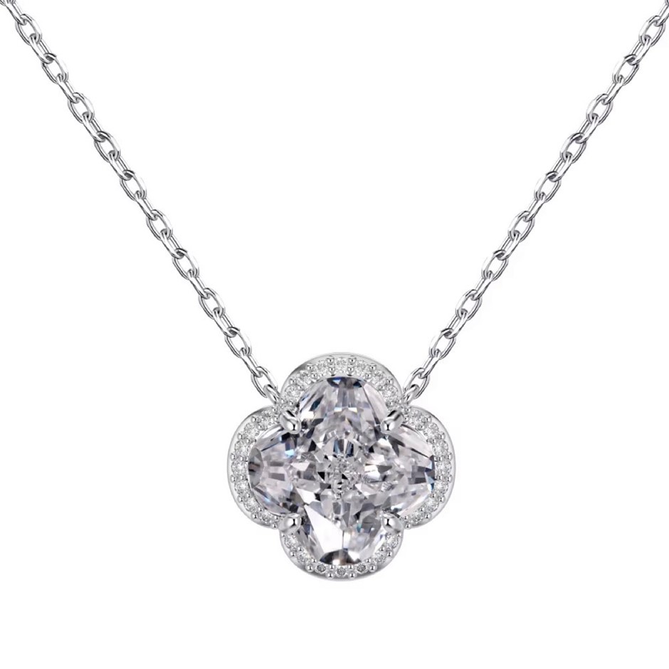 925 Silver Simulated Diamonds Quincunx Cut  Pendant Necklace