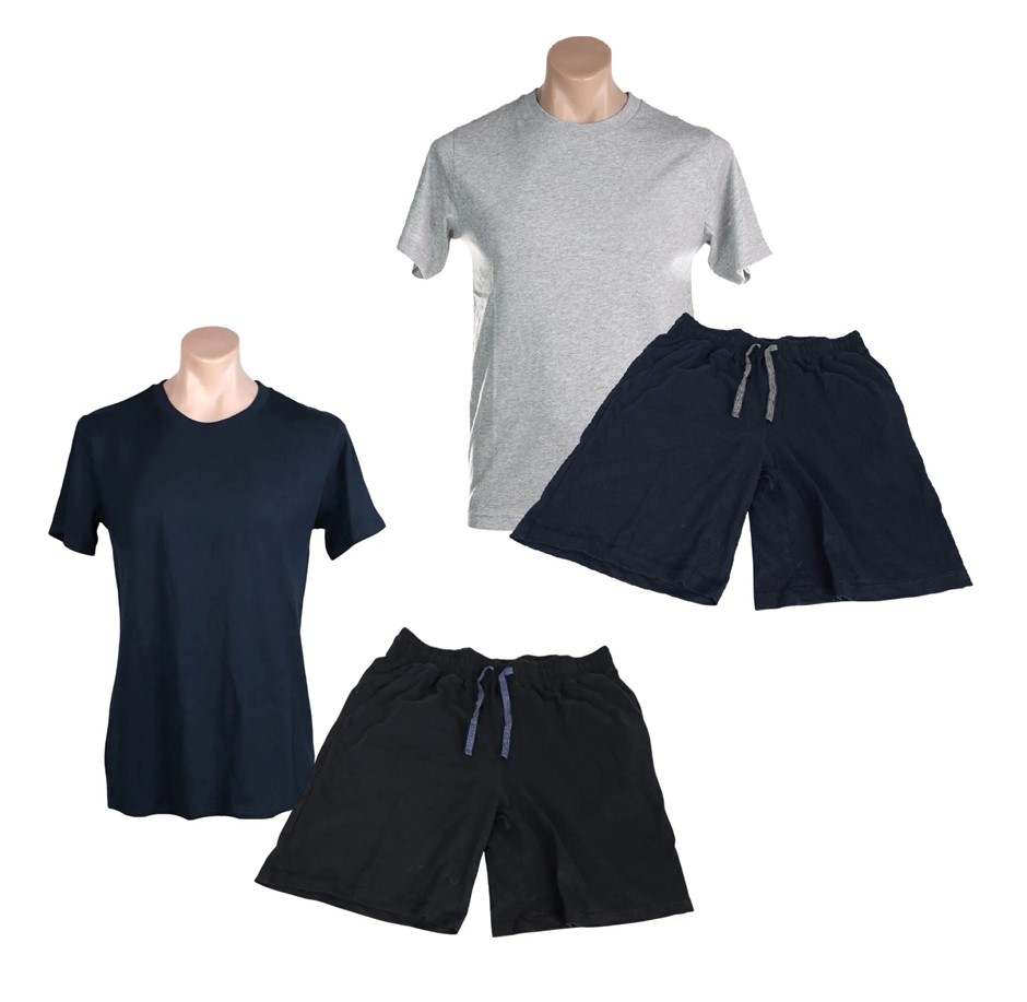 2 x ADVENT Men's Pure Cotton Sleep Sets, Size M, Navy/Black & Grey/Navy, 21