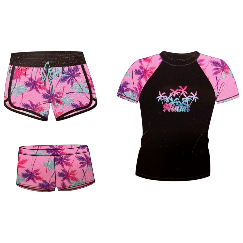 OCEANBREAK Youth 3pc Swim Set, Size 16, Pink.