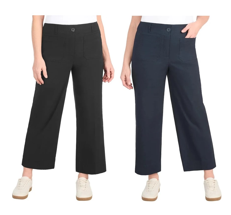 2 x DALIA Women's Wide Leg Woven Pant, Size 6, Black & Navy, 1879145.