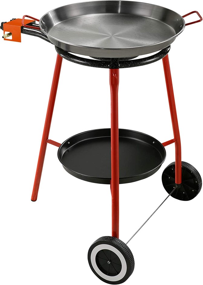 GARCIMA Andreu Paella Gas Burner Set, Polished Steel/Red, Capacity: 4 Liter