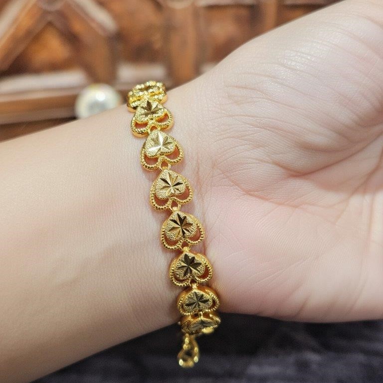 18k Italy Solid Heavy Yellow Gold Filled Bracelet-Quality Guarantee-17.5cm
