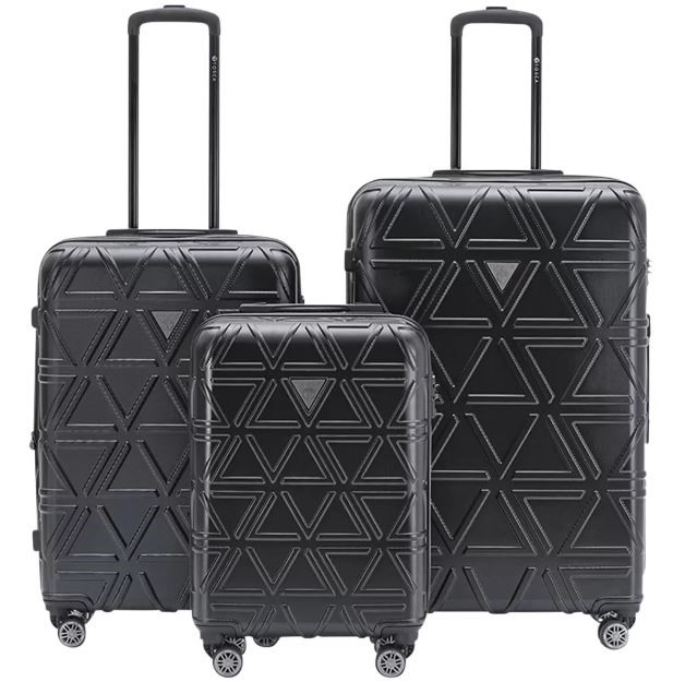 TOSCA Eclipse 3pc Hardside Luggage Set, Black, Large Case: 30-Inch, Medium