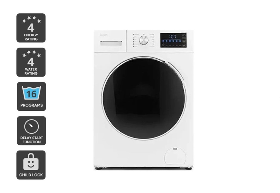 KOGAN 9kg/6kg Washer Dryer Combo, White. NB: Has Been Used, Turns On & No F