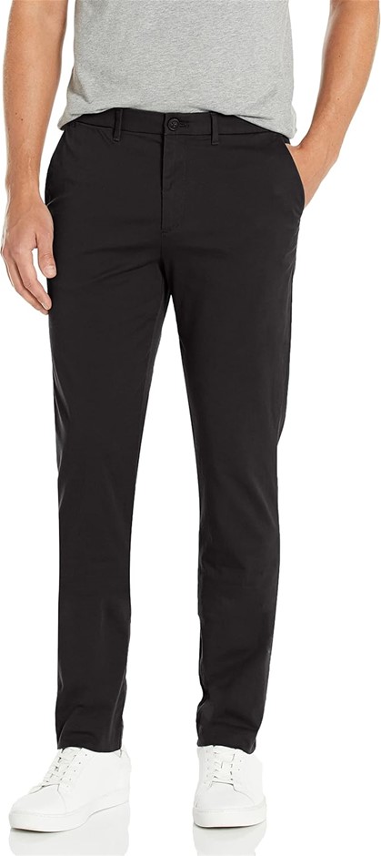 CALVIN KLEIN Men's Slim Infinite Flex Pants, Size 38x30, 98% Cotton, Black