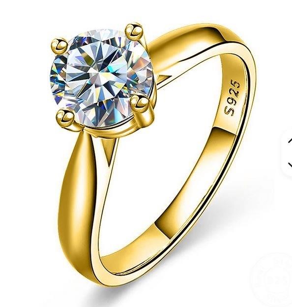 1.0ct GRA  Moissanite white  18k Solid Yellow Gold Vermeil  Ring  -7US