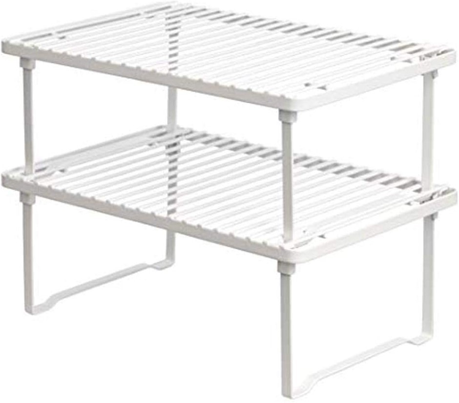 AMAZON BASICS Stackable Metal Kitchen Storage Shelves, White.