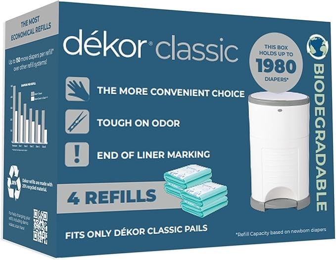2 x Dekor Classic Diaper Pail Biodegradable Refills | 4 Count | Most Econom