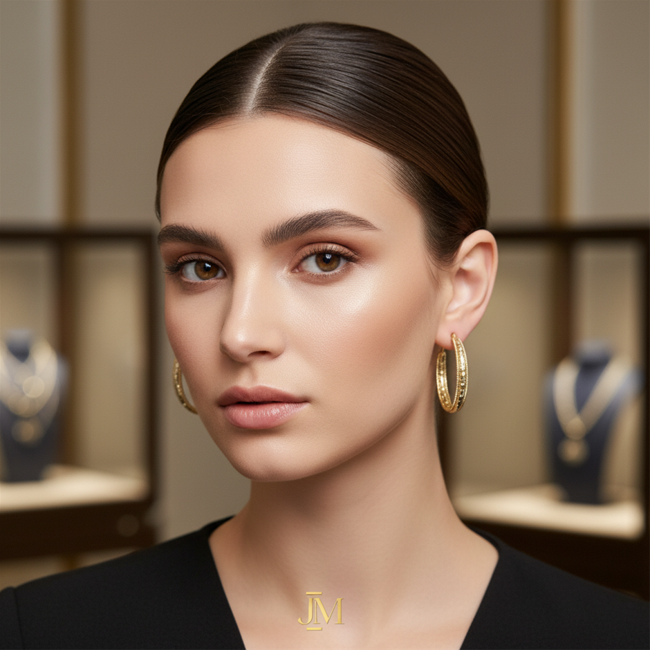 18K/ITALY Solid Yellow Gold Filled Earring -