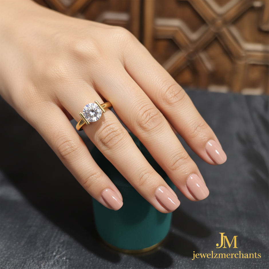 18K/ITALY Solid Yellow Gold Filled Ring -9 US