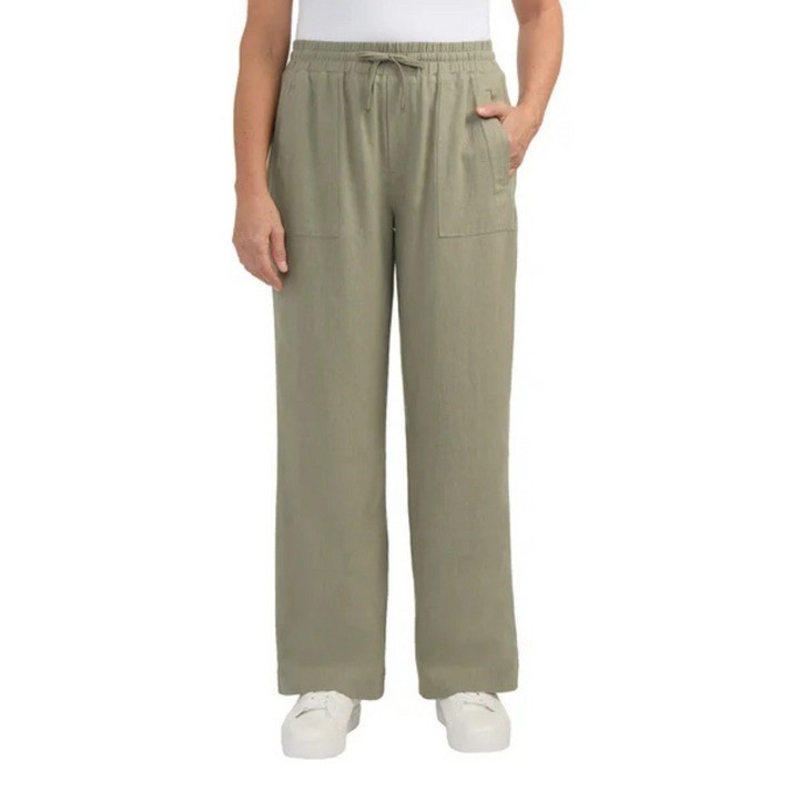 TEDDI ROSE Women's Wide Leg Pant, Size S, 55% Linen, Green. Buyers Note -