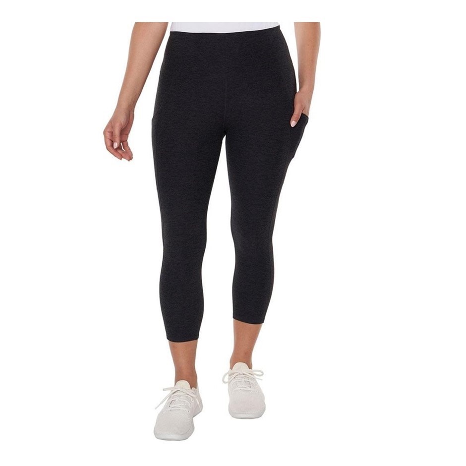 3 x SIGNATURE Women's Brushed Capri, Size S, Black Heather. Buyers Note -