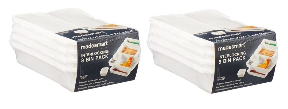 3 x MADE SMART 59001 Value 8-Piece Interlocking Bin Pack, Customizable Mult