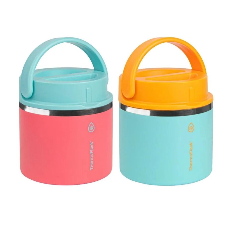 THERMOFLASK Pack of 2pc Insulated Food Jar, 591ml, Pink & Blue. N.B: Minor
