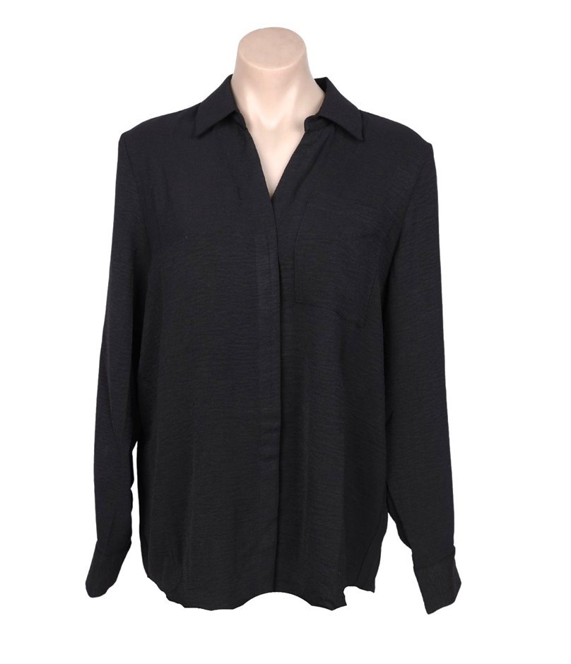 3 x HILARY RADLEY Women's L/S Johnny Collar Cuff Blouse, Size 2XL, Black.