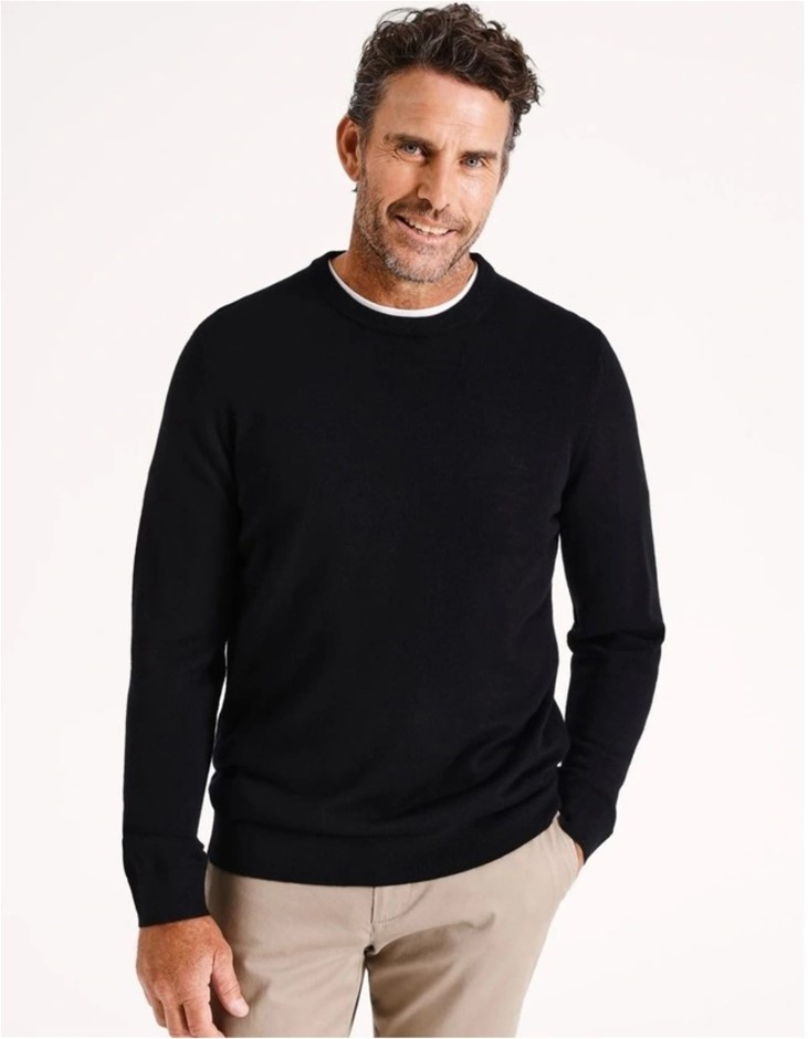 RESERVE Australian Merino Crew Knit, Size L, Black. NB: may have been worn.