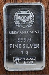 GERMANIA MINT NEW PRODUCT- 1 GRAM 999.9 FINE SILVER- GERMANIA 1g SILVER BAR