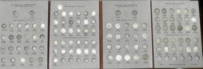 Australia 3Pence & 6 Pence Complete Silver Set Of 108 Coins